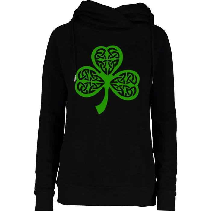 Celtic Knot Irish Shamrock Leaf Clover St Pats Day Womens Funnel Neck Pullover Hood