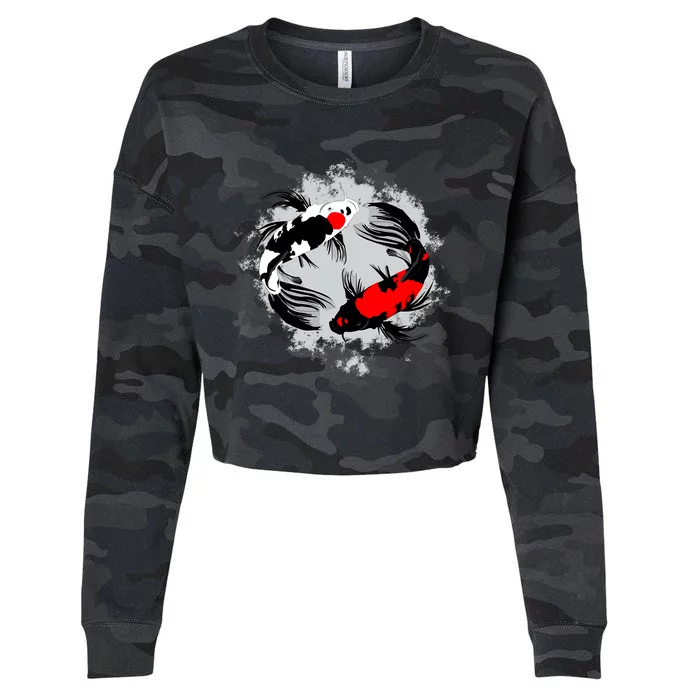 Cool Kawaii Japan Anime Koi Fish Cropped Pullover Crew