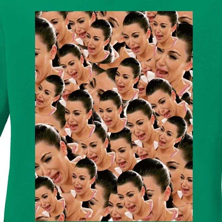 Crying Kim Kardashian Ladies Long Sleeve Shirt