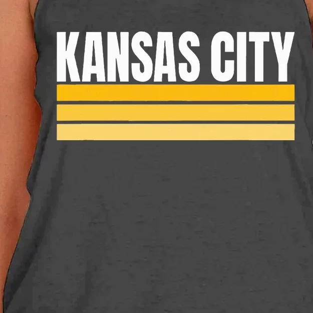 Cool Kc Kansas City Yellowwhite Striped Classic Kansas City Women's Knotted Racerback Tank