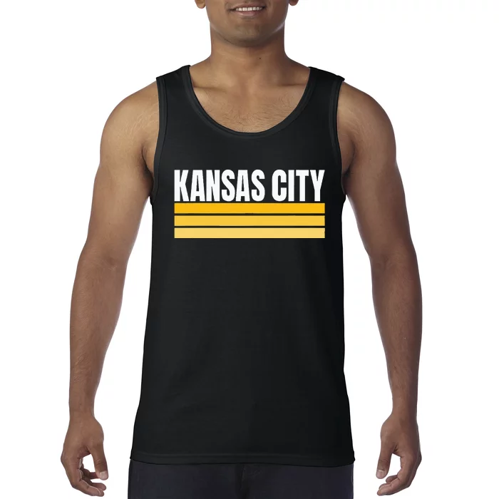 Cool Kc Kansas City Yellowwhite Striped Classic Kansas City Tank Top