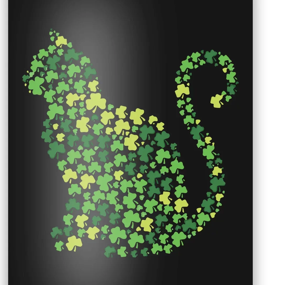 Cat Kitten Lucky Shamrock Clover St Patrick's Day Cat Lover Poster