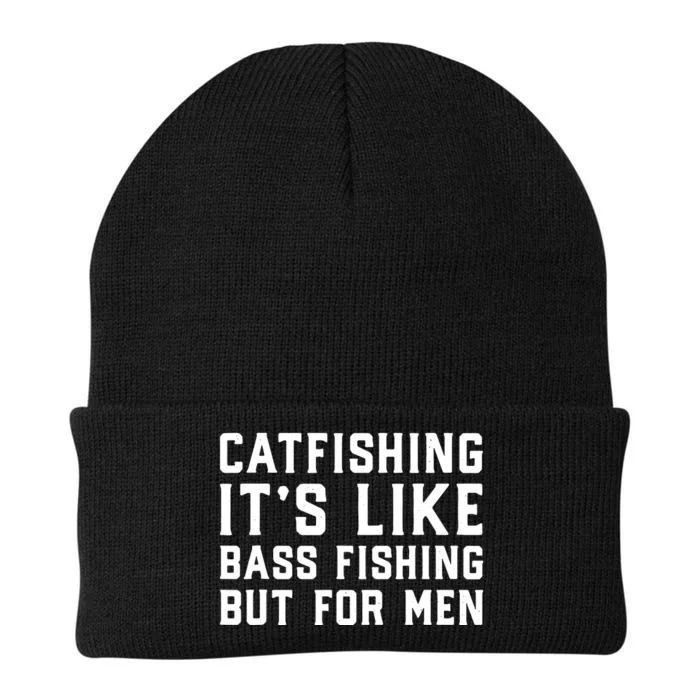 Catfishing Kinda Like Bass Fishing But For Man Funny Catfish Knit Cap Winter Beanie