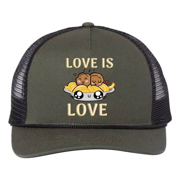 Cute Kawaii Love Is Love Spaghetti And Meatballs Foodie Gift Retro Rope Trucker Hat Cap