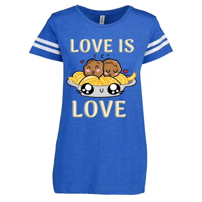 Cute Kawaii Love Is Love Spaghetti And Meatballs Foodie Gift Enza Ladies Jersey Football T-Shirt