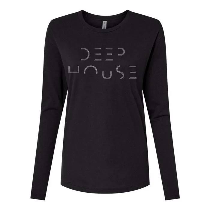 Deep House music art - minimalist design for DJ, raver EDM Womens Cotton Relaxed Long Sleeve T-Shirt