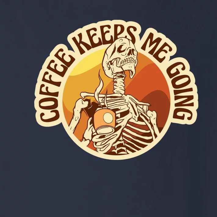 Coffee Keeps Me Going Skeleton Retro Sunset Toddler Long Sleeve Shirt