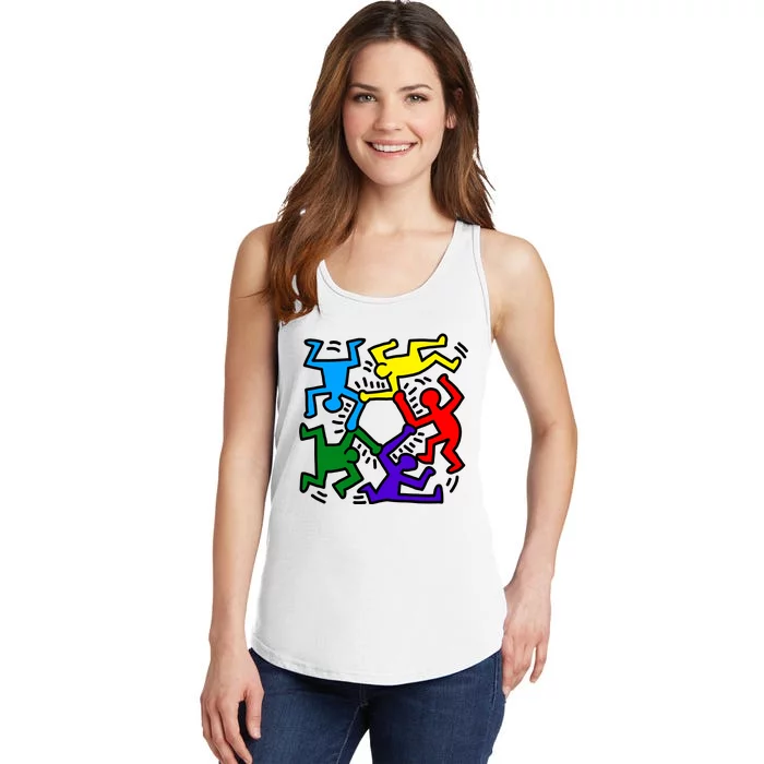 Colorful Keith Music Dancing Fans Ladies Essential Tank