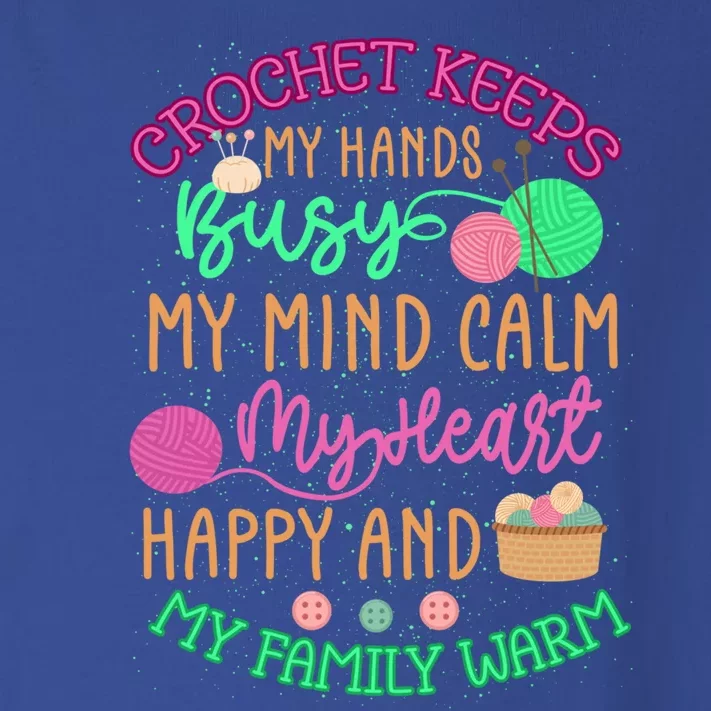 Crochet Keeps My Hands Busy Crochet Lover Funny Crocheting Great Gift Toddler Long Sleeve Shirt