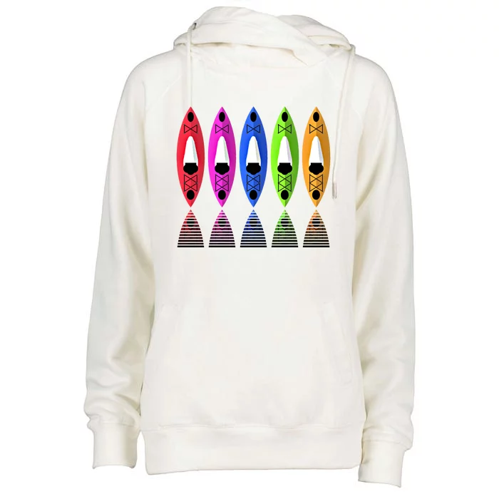 Colorful Kayaks Multicolor Kayaking Canoeing Gift Womens Funnel Neck Pullover Hood