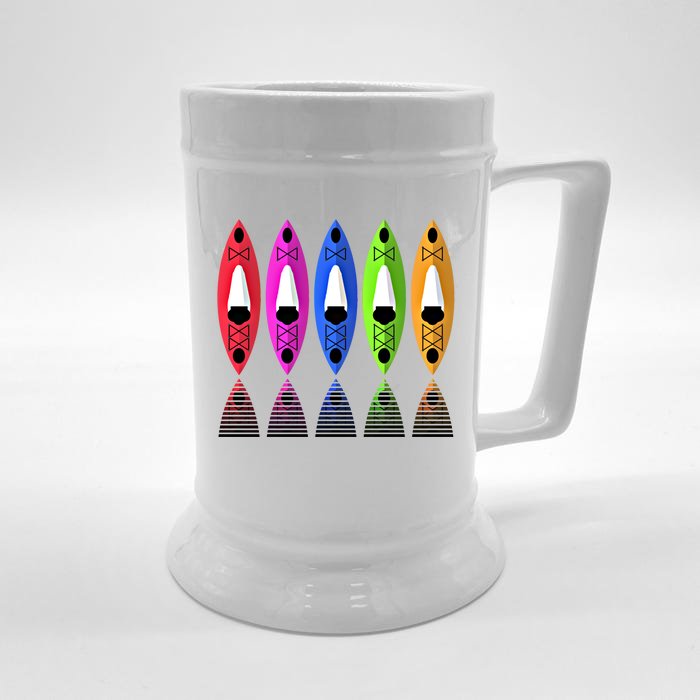 Colorful Kayaks Multicolor Kayaking Canoeing Gift Front & Back Beer Stein