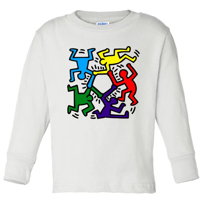 Colorful Keith Music Dancing Fans Toddler Long Sleeve Shirt