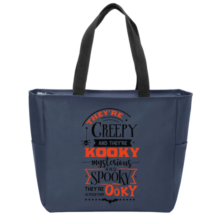 Creepy Kooky Mysterious Spooky Ooky Family Halloween Costume Zip Tote Bag