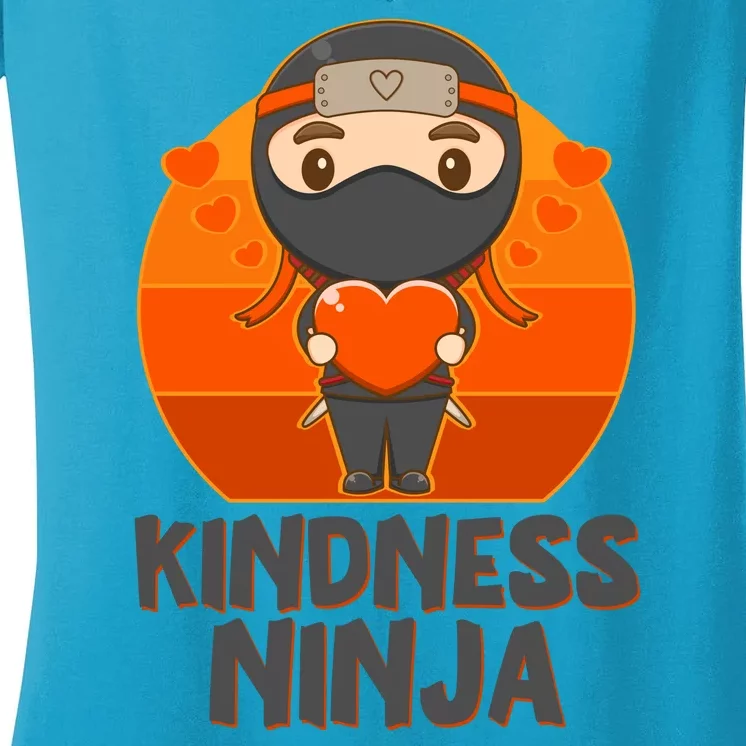 Cute Kindness Ninja Wear Orange Day Be Kind Women's V-Neck T-Shirt