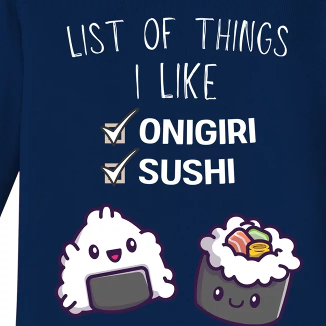 Cute Kawaii Onigiri List Of Things I Like Sushi Lover Cute Gift Baby Long Sleeve Bodysuit