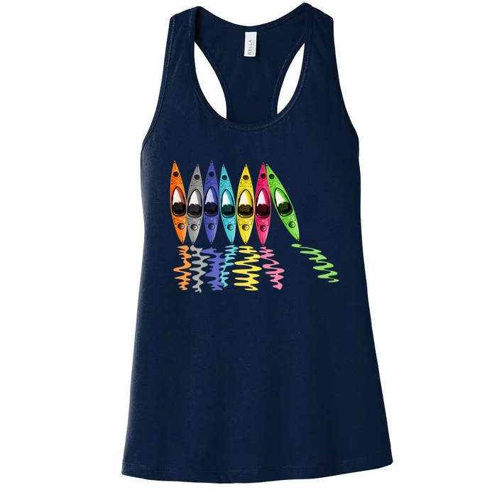 Colorful Kayaks Outdoor Adventure Kayaking Boating Women's Racerback Tank