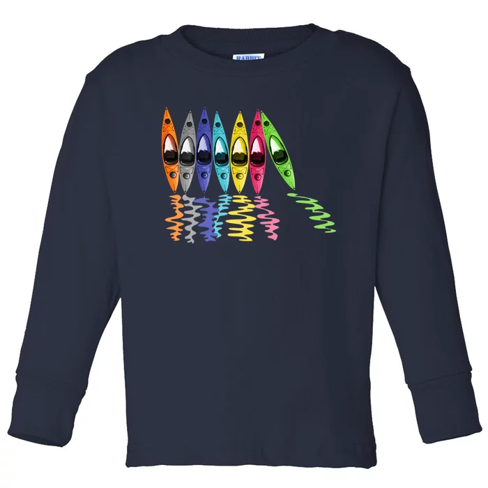 Colorful Kayaks Outdoor Adventure Kayaking Boating Toddler Long Sleeve Shirt