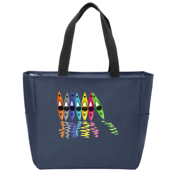 Colorful Kayaks Outdoor Adventure Kayaking Boating Zip Tote Bag