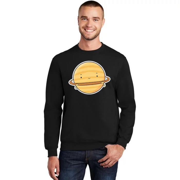 Cute Kawaii Planet With Ring Space Science Astronomy Theme Tall Sweatshirt