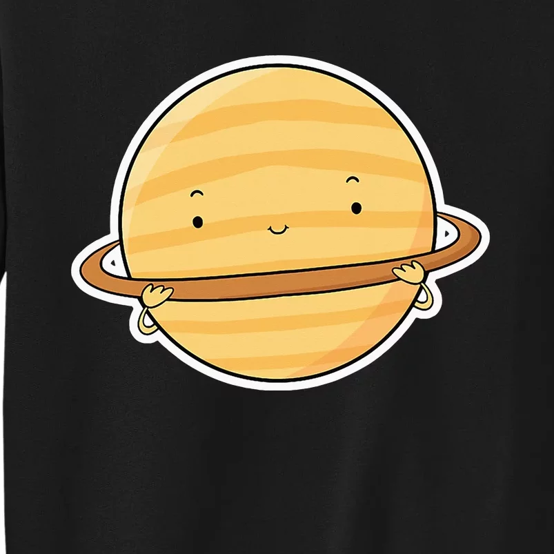 Cute Kawaii Planet With Ring Space Science Astronomy Theme Tall Sweatshirt