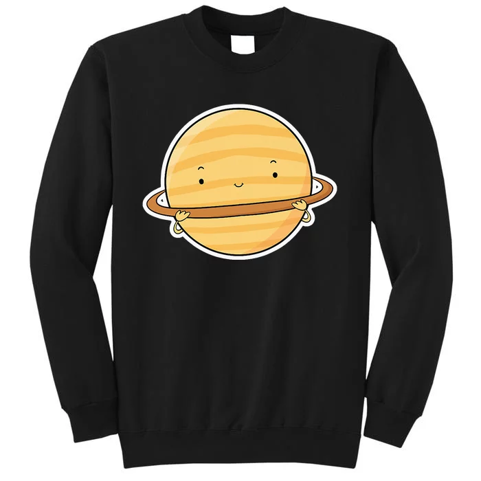 Cute Kawaii Planet With Ring Space Science Astronomy Theme Tall Sweatshirt