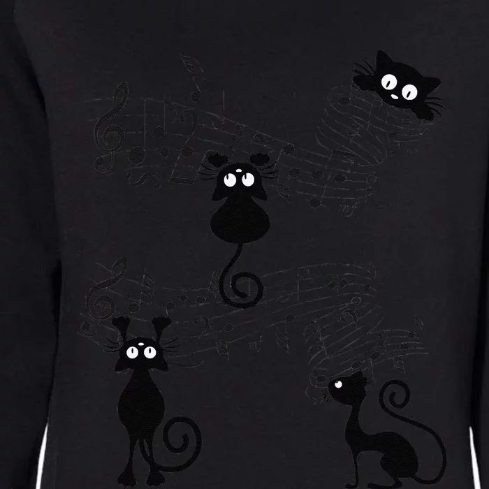 Cat Kitty Playing Music Note Black Cat Lover Gift Womens California Wash Sweatshirt