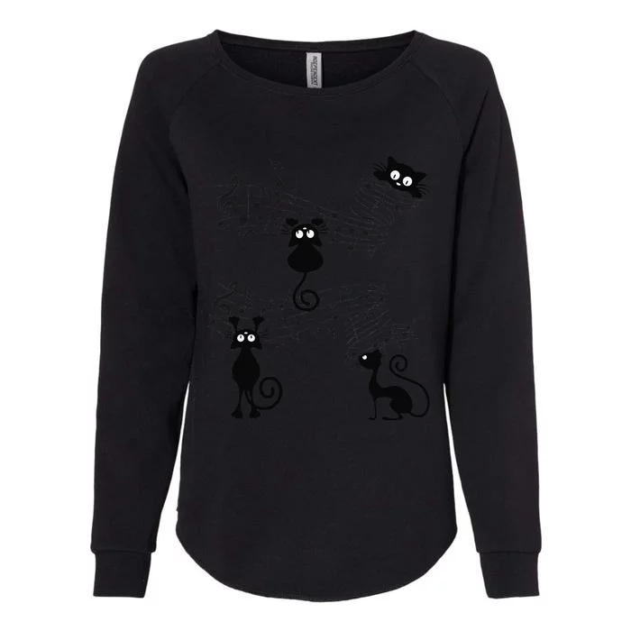 Cat Kitty Playing Music Note Black Cat Lover Gift Womens California Wash Sweatshirt