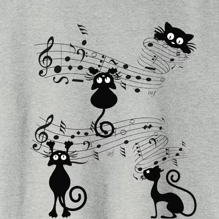 Cat Kitty Playing Music Note Black Cat Lover Gift Women's Crop Top Tee