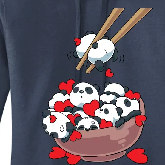 Cute Kawaii Panda Bears With Hearts Valentines Gift Women's Pullover Hoodie