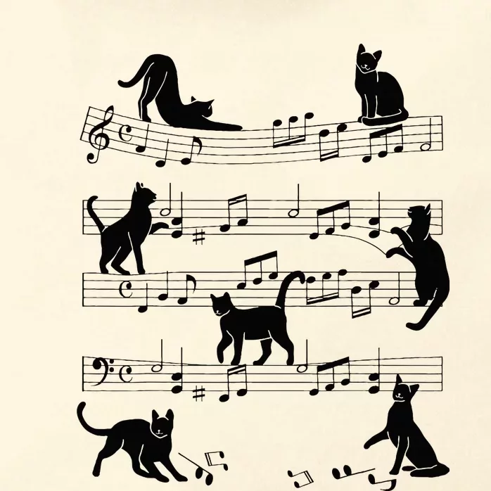 Cat Kitty Playing Music Clef Piano Musician Art Zip Tote Bag