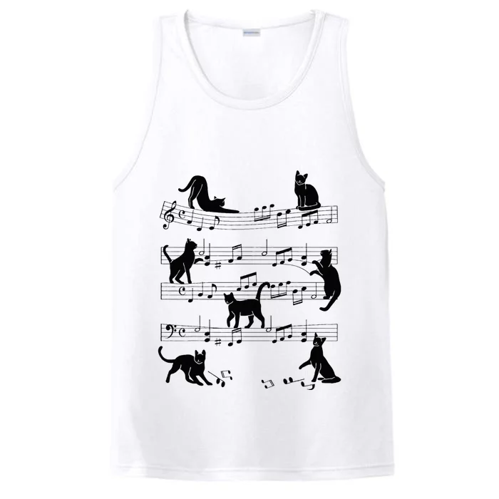 Cat Kitty Playing Music Clef Piano Musician Art Performance Tank