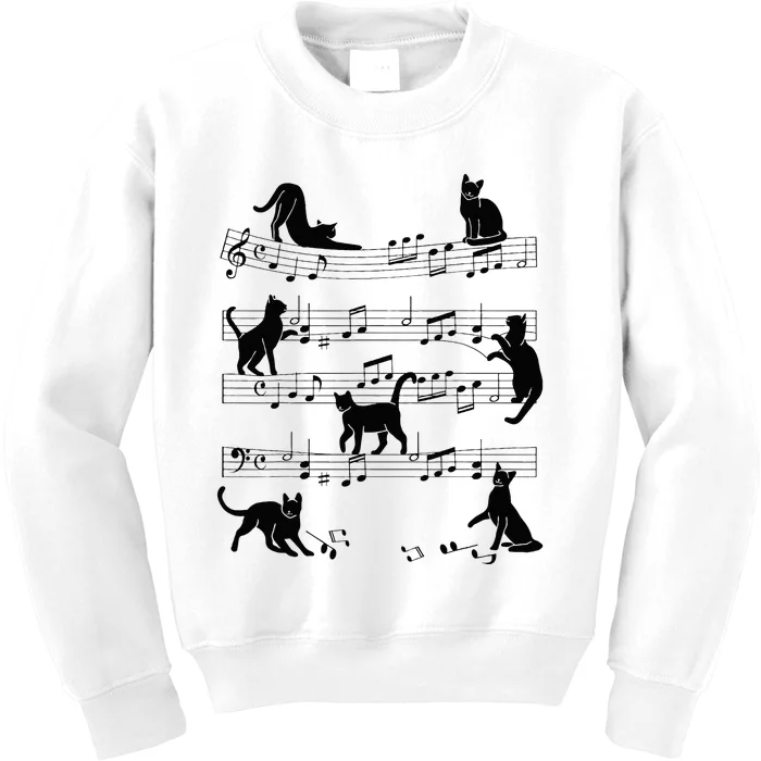 Cat Kitty Playing Music Clef Piano Musician Art Kids Sweatshirt