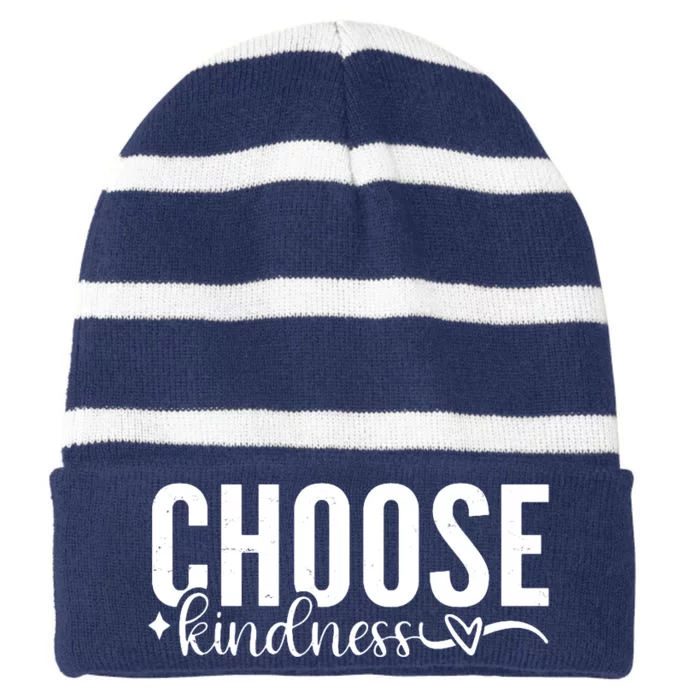 Choose Kindness Positive Quote Striped Beanie with Solid Band