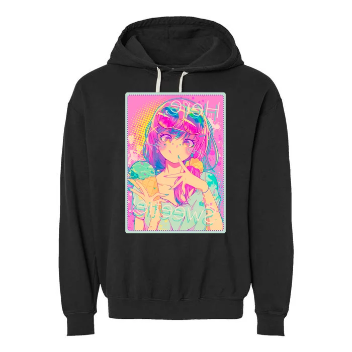 Cute Kawaii Pastel Anime Girl Pop Art Poster Garment-Dyed Fleece Hoodie