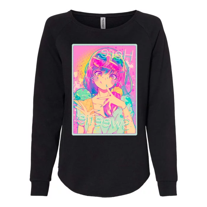 Cute Kawaii Pastel Anime Girl Pop Art Poster Womens California Wash Sweatshirt