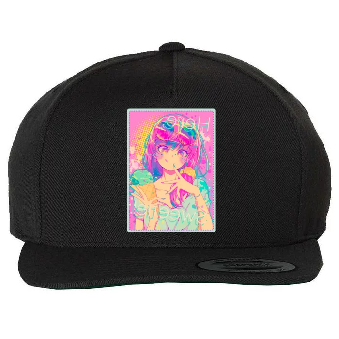 Cute Kawaii Pastel Anime Girl Pop Art Poster Wool Snapback Cap