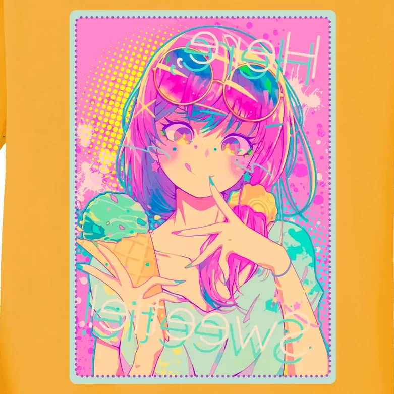 Cute Kawaii Pastel Anime Girl Pop Art Poster Kids Long Sleeve Shirt