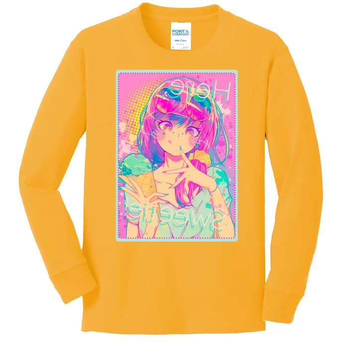 Cute Kawaii Pastel Anime Girl Pop Art Poster Kids Long Sleeve Shirt