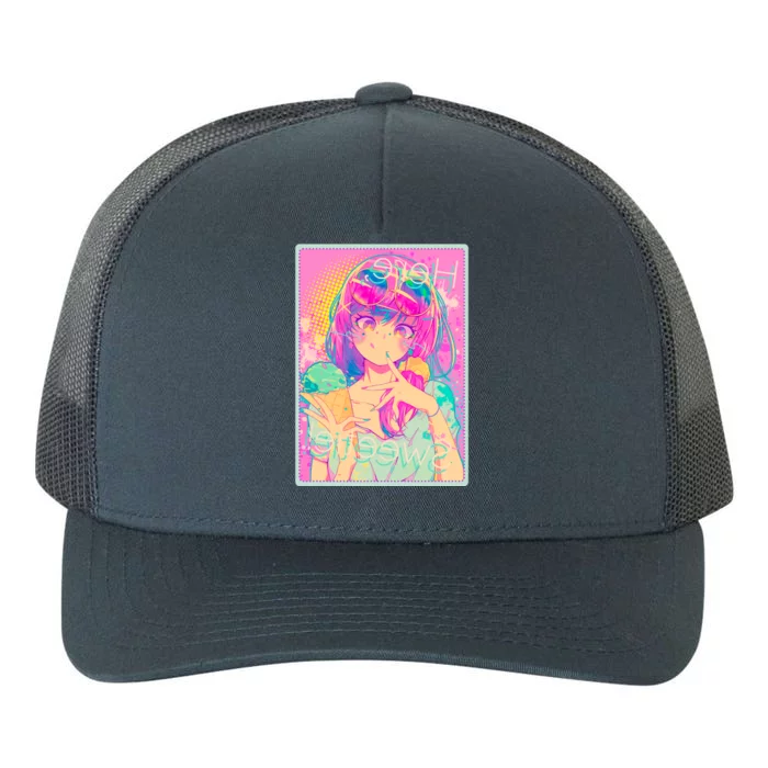 Cute Kawaii Pastel Anime Girl Pop Art Poster Yupoong Adult 5-Panel Trucker Hat