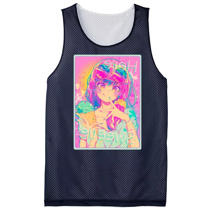 Cute Kawaii Pastel Anime Girl Pop Art Poster Mesh Reversible Basketball Jersey Tank