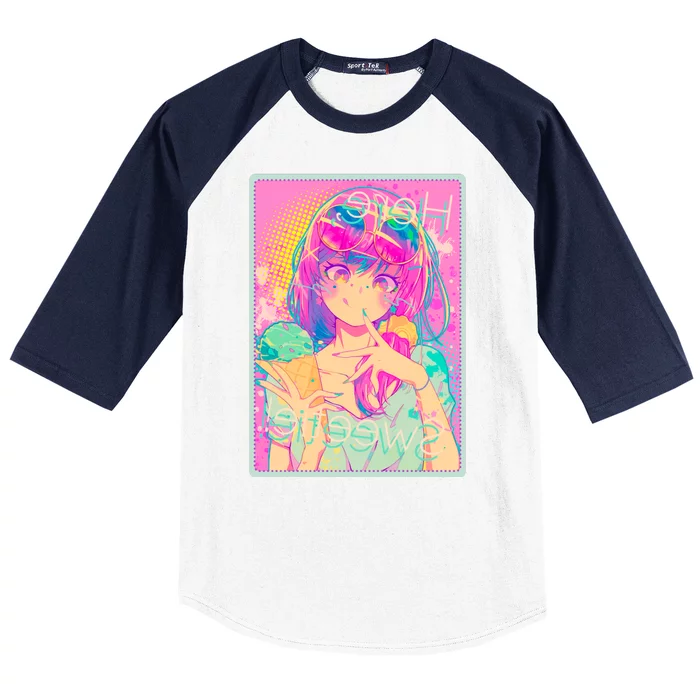 Cute Kawaii Pastel Anime Girl Pop Art Poster Baseball Sleeve Shirt