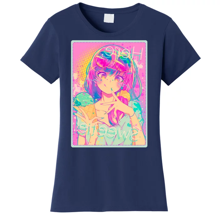 Cute Kawaii Pastel Anime Girl Pop Art Poster Women's T-Shirt