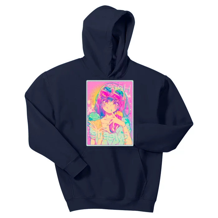 Cute Kawaii Pastel Anime Girl Pop Art Poster Kids Hoodie