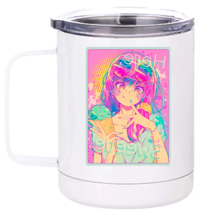 Cute Kawaii Pastel Anime Girl Pop Art Poster Front & Back 12oz Stainless Steel Tumbler Cup