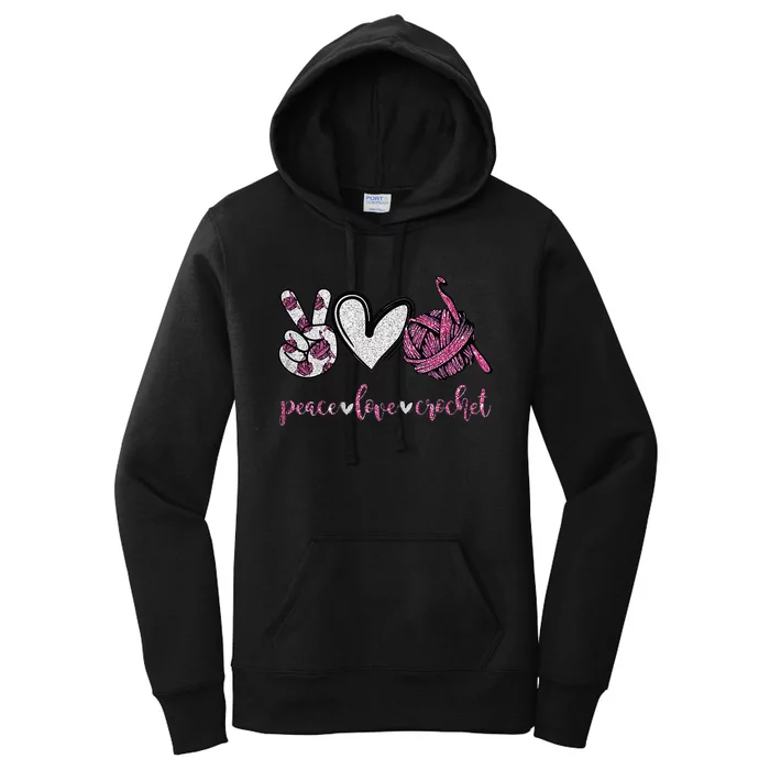 Crochet Knitting Peace Love Crochet Funny Crocheting Women's Pullover Hoodie