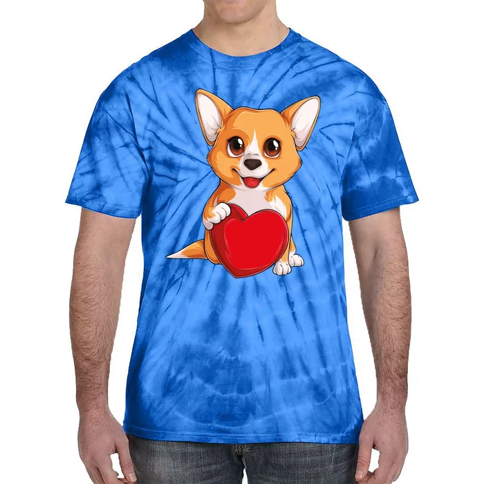 Cute Kawaii Puppies Pet Corgi Dog Valentines Day Gift Tie-Dye T-Shirt