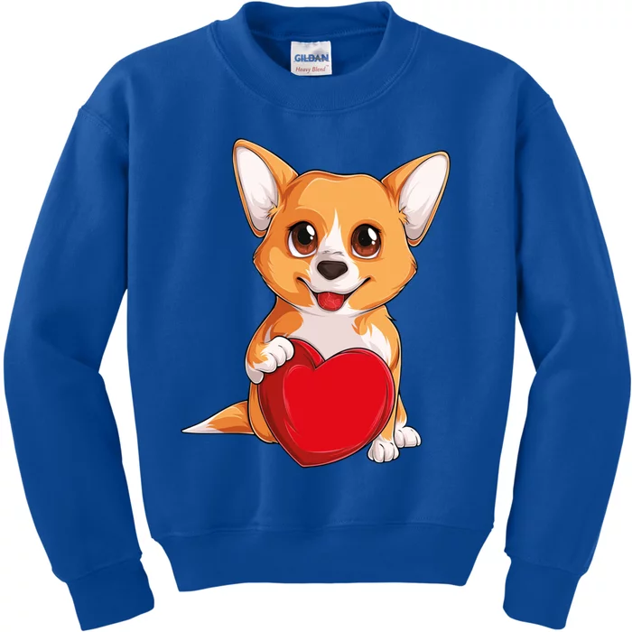 Cute Kawaii Puppies Pet Corgi Dog Valentines Day Gift Kids Sweatshirt