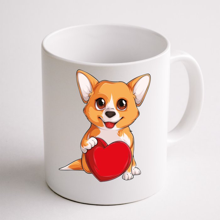 Cute Kawaii Puppies Pet Corgi Dog Valentines Day Gift Front & Back Coffee Mug