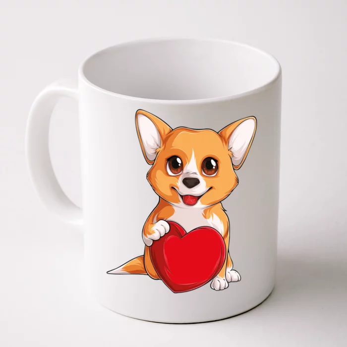 Cute Kawaii Puppies Pet Corgi Dog Valentines Day Gift Front & Back Coffee Mug