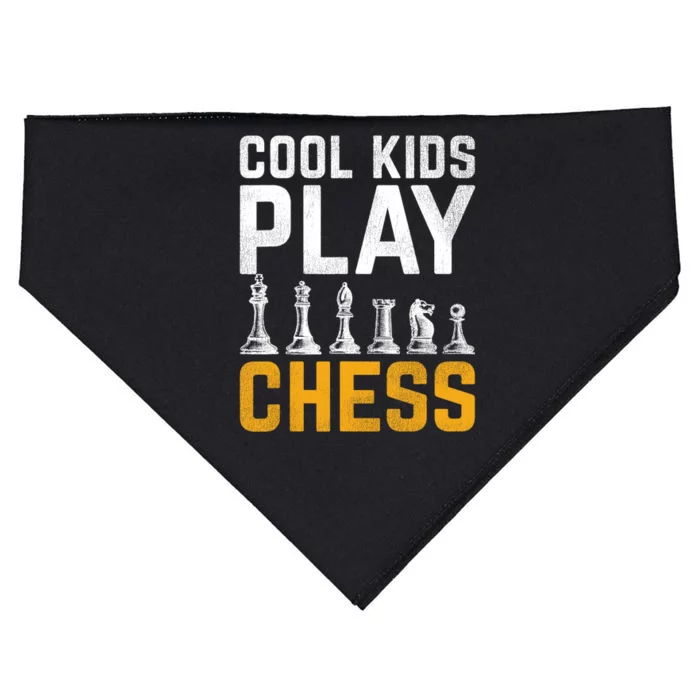 Cool Kids Play Chess Gift USA-Made Doggie Bandana